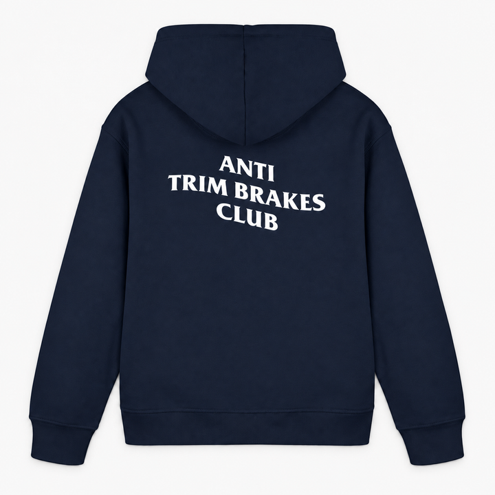 ANTI TRIM BRAKES CLUB Hoodie – Navy, großer Rückenprint