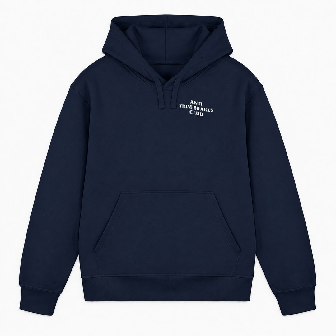 ANTI TRIM BRAKES CLUB Hoodie – Navy, kleiner Brustprint