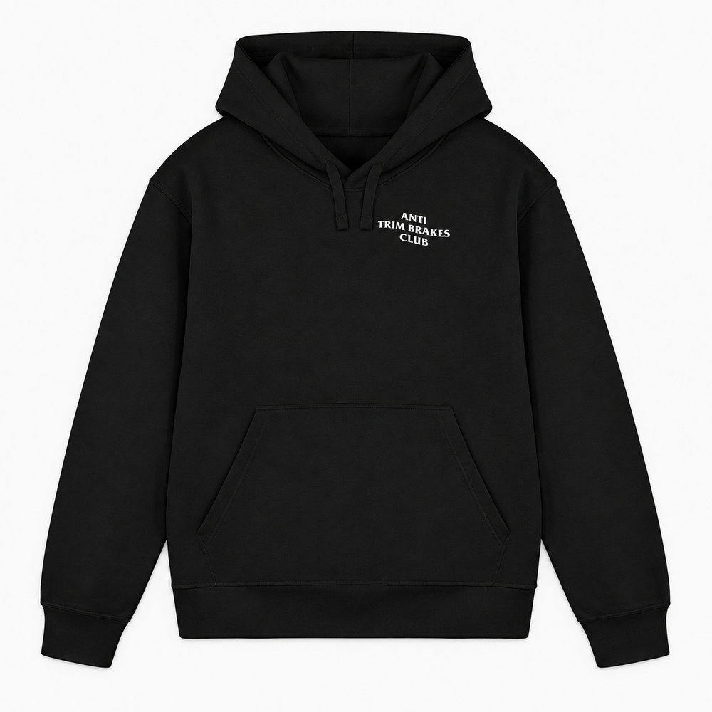 ANTI TRIM BRAKES CLUB Hoodie – Schwarz, kleiner Brustprint