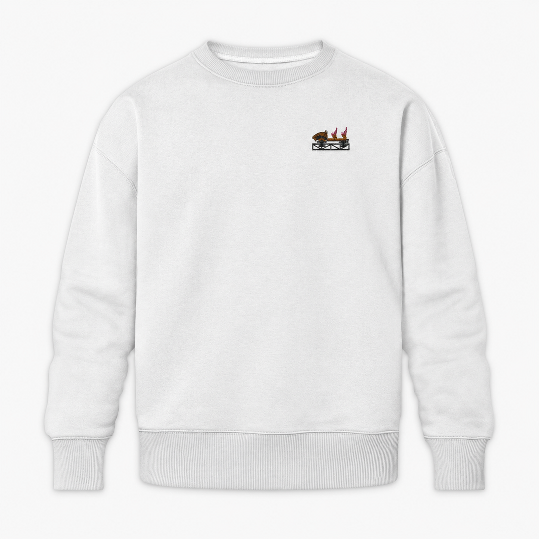 Multi Launch Coaster Brühl Frontcar Stick Sweatshirt – Weiß
