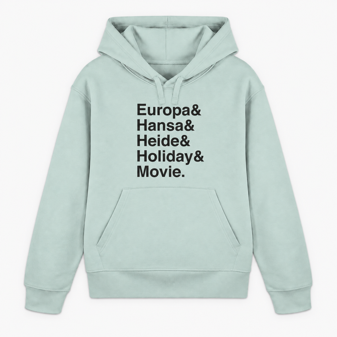 PARKS Hoodie in Caribbean Blue mit schwarzem Freizeitpark-Schriftprint