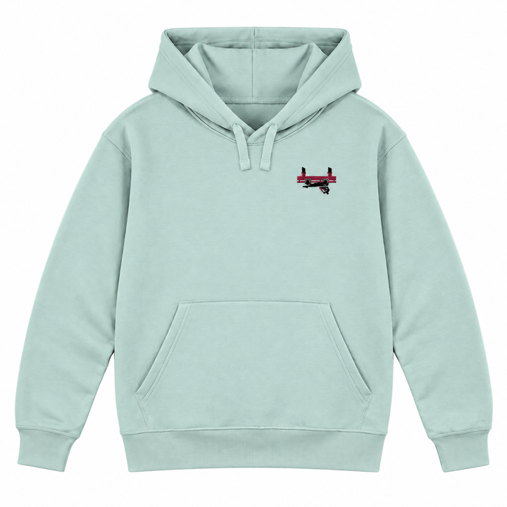 Flying Coaster Brühl Frontcar Stick Hoodie – Karibikblau