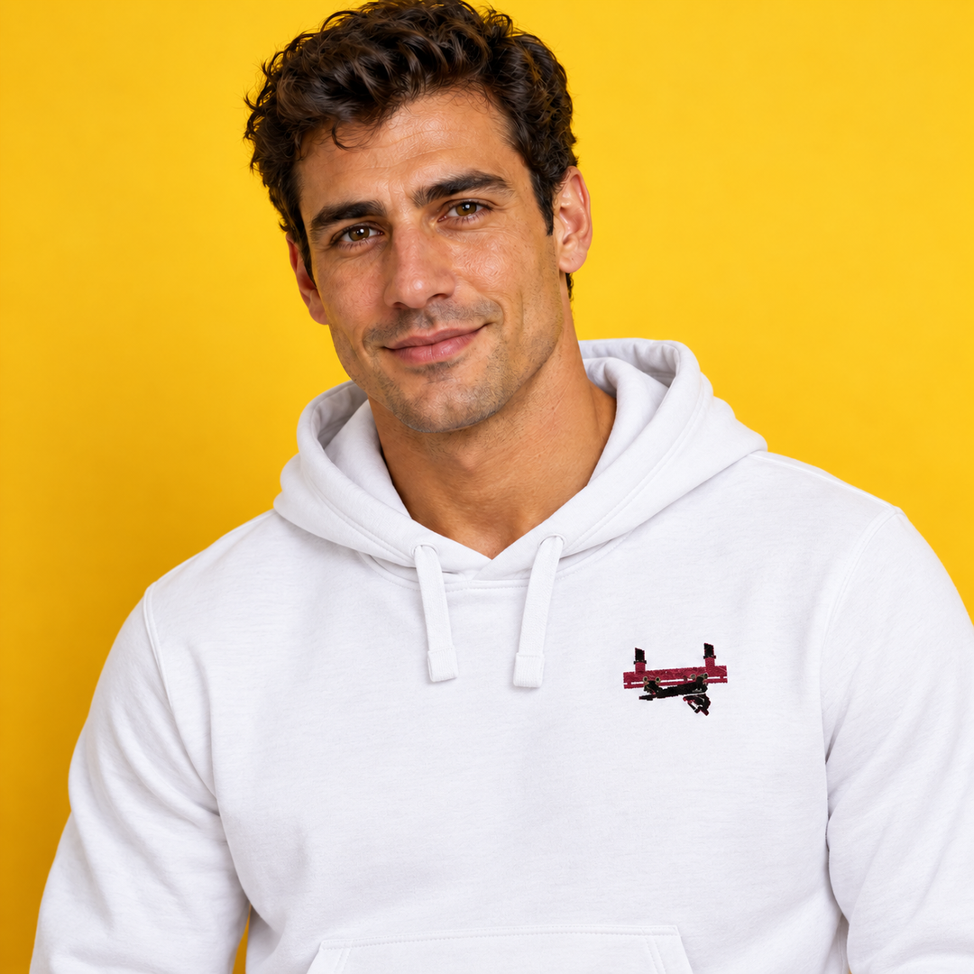 Flying Coaster Brühl Frontcar Stick Hoodie – Weiß – Model