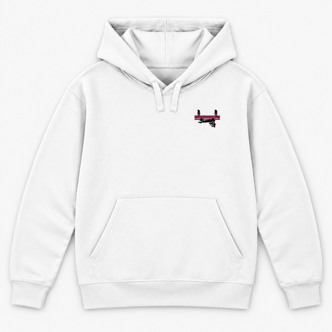 Flying Coaster Brühl Frontcar Stick Hoodie – Weiß