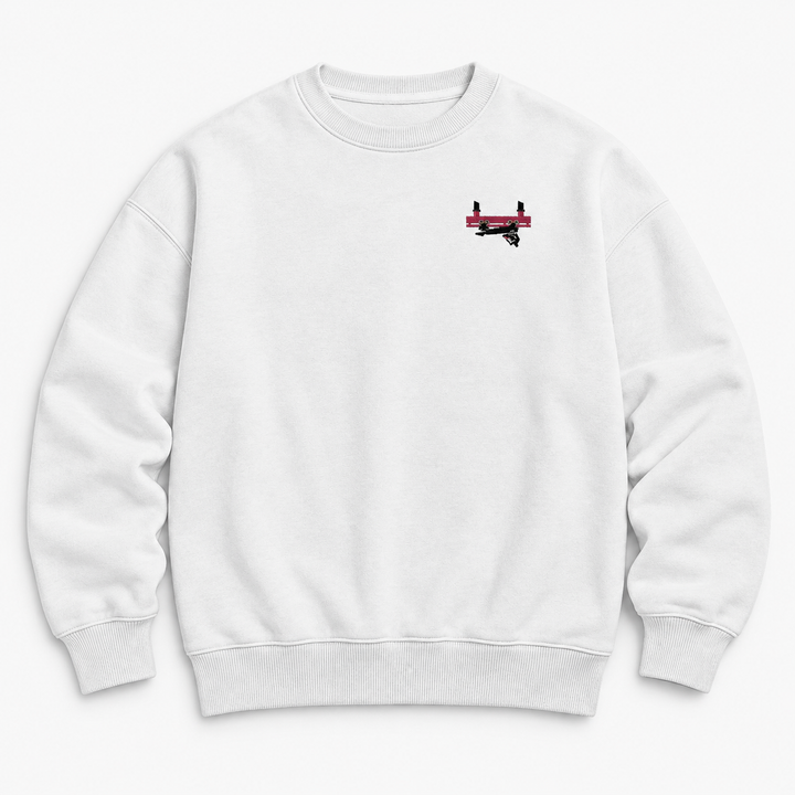 Flying Coaster Brühl Frontcar Stick Sweatshirt – Weiß