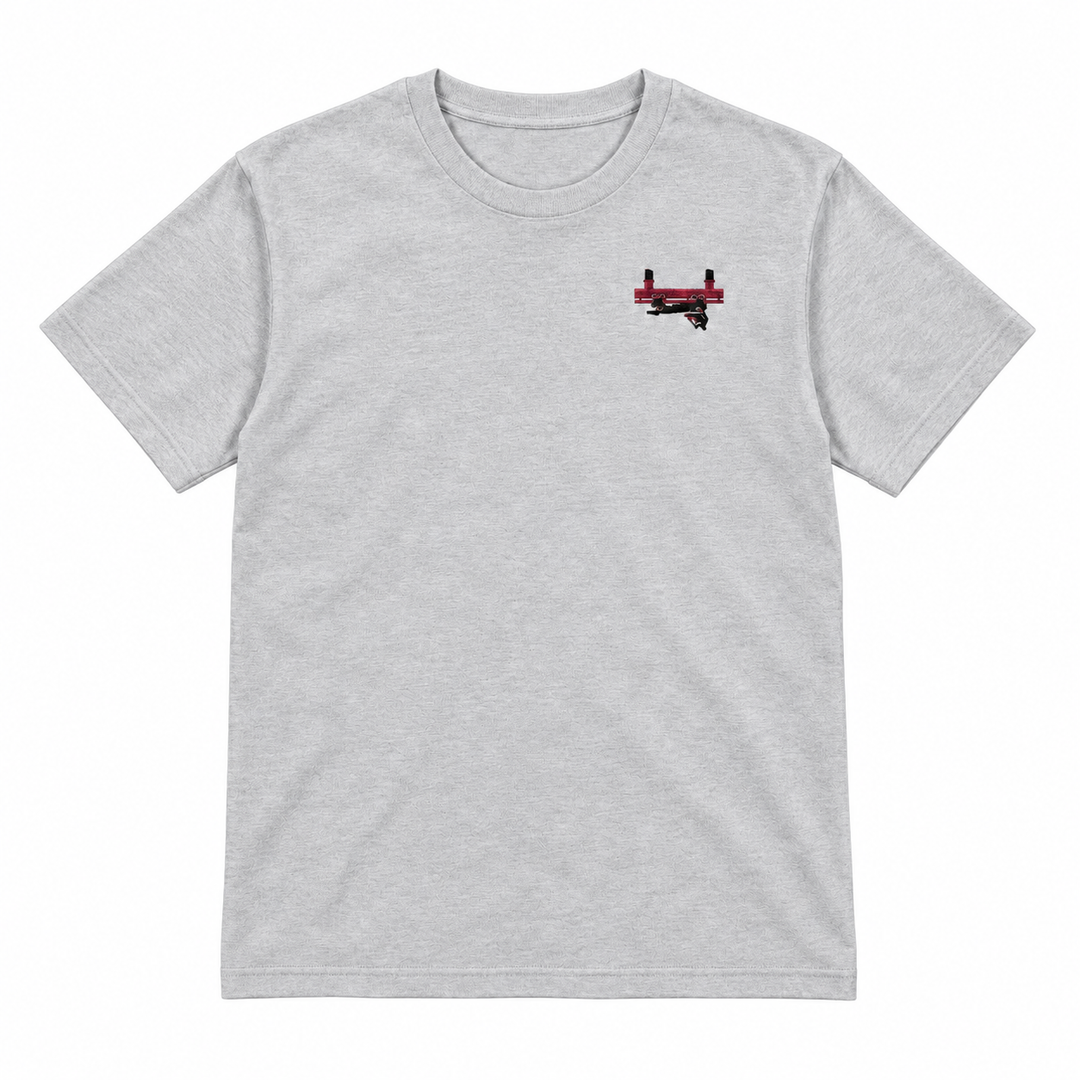 Flying Coaster Brühl Frontcar Stick T-Shirt – Grau meliert