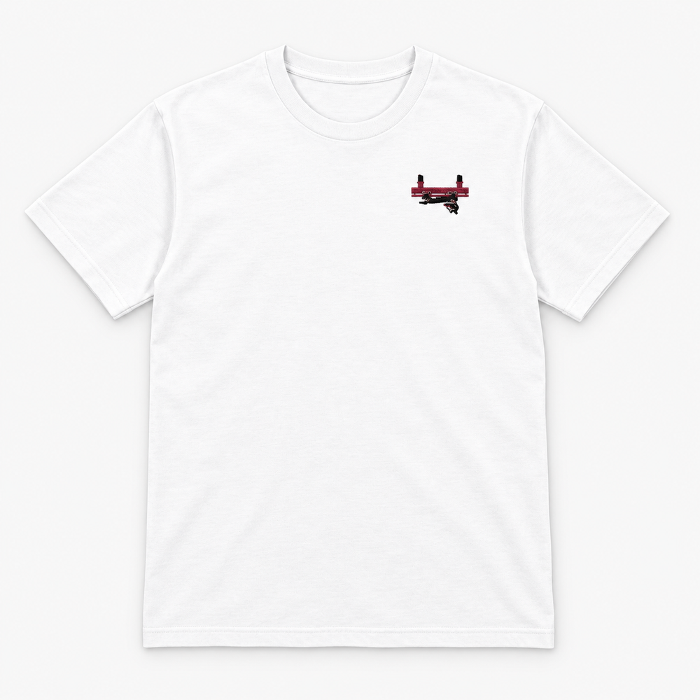 Flying Coaster Brühl Frontcar Stick T-Shirt – Weiß