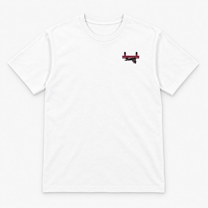 Flying Coaster Brühl Frontcar Stick T-Shirt – Weiß