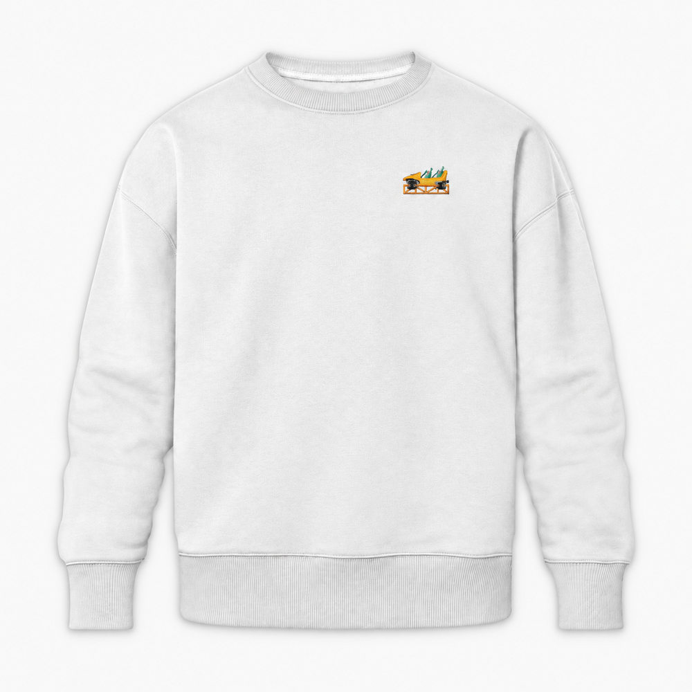 Mega Coaster Haßloch Frontcar Stick Sweatshirt – Weiß