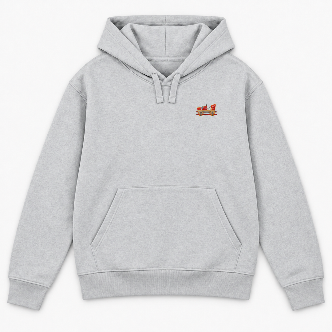 Indoor Coaster 2.0 Rust Frontcar Stick Hoodie – Grau meliert – Vorderseite