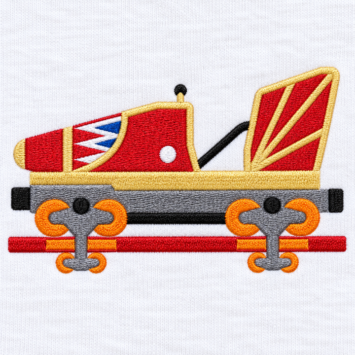 Indoor Coaster 2.0 Rust Frontcar – Stickerei-Close-up ohne Kragen, Mockup