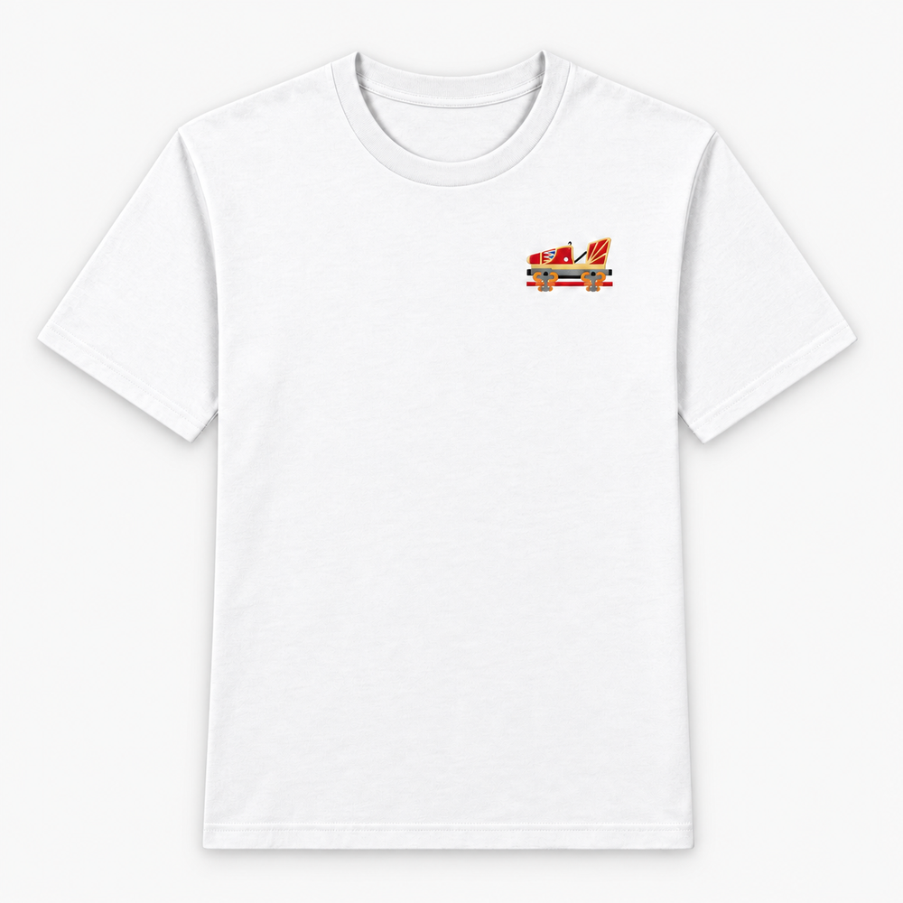 Indoor Coaster 2.0 Rust Frontcar – T-Shirt Weiß