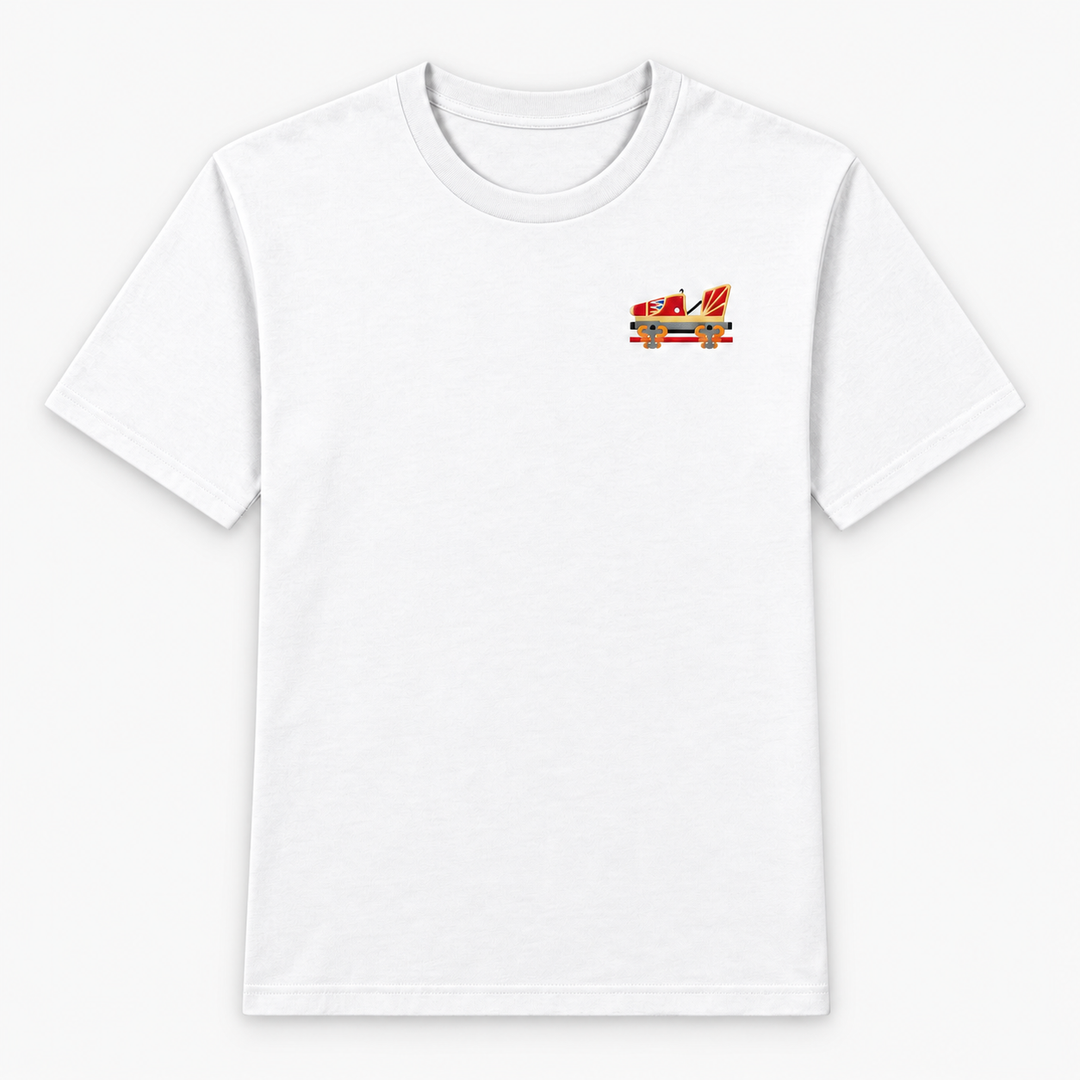 Indoor Coaster 2.0 Rust Frontcar – T-Shirt Weiß