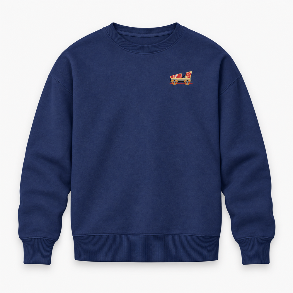 Indoor Coaster 2.0 Rust Frontcar Stick Sweatshirt – Marineblau, Vorderseite
