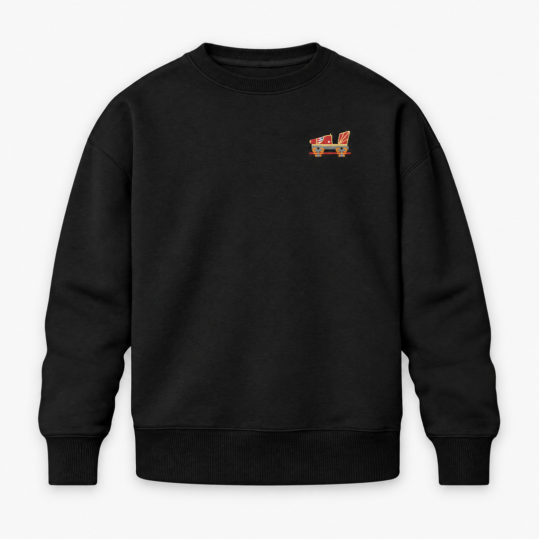 Indoor Coaster 2.0 Rust Frontcar Stick Sweatshirt – Schwarz, Vorderseite