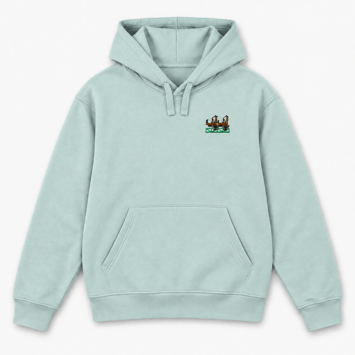 Launch Coaster Sierksdorf Frontcar Stick Hoodie – Karibikblau – Vorderseite