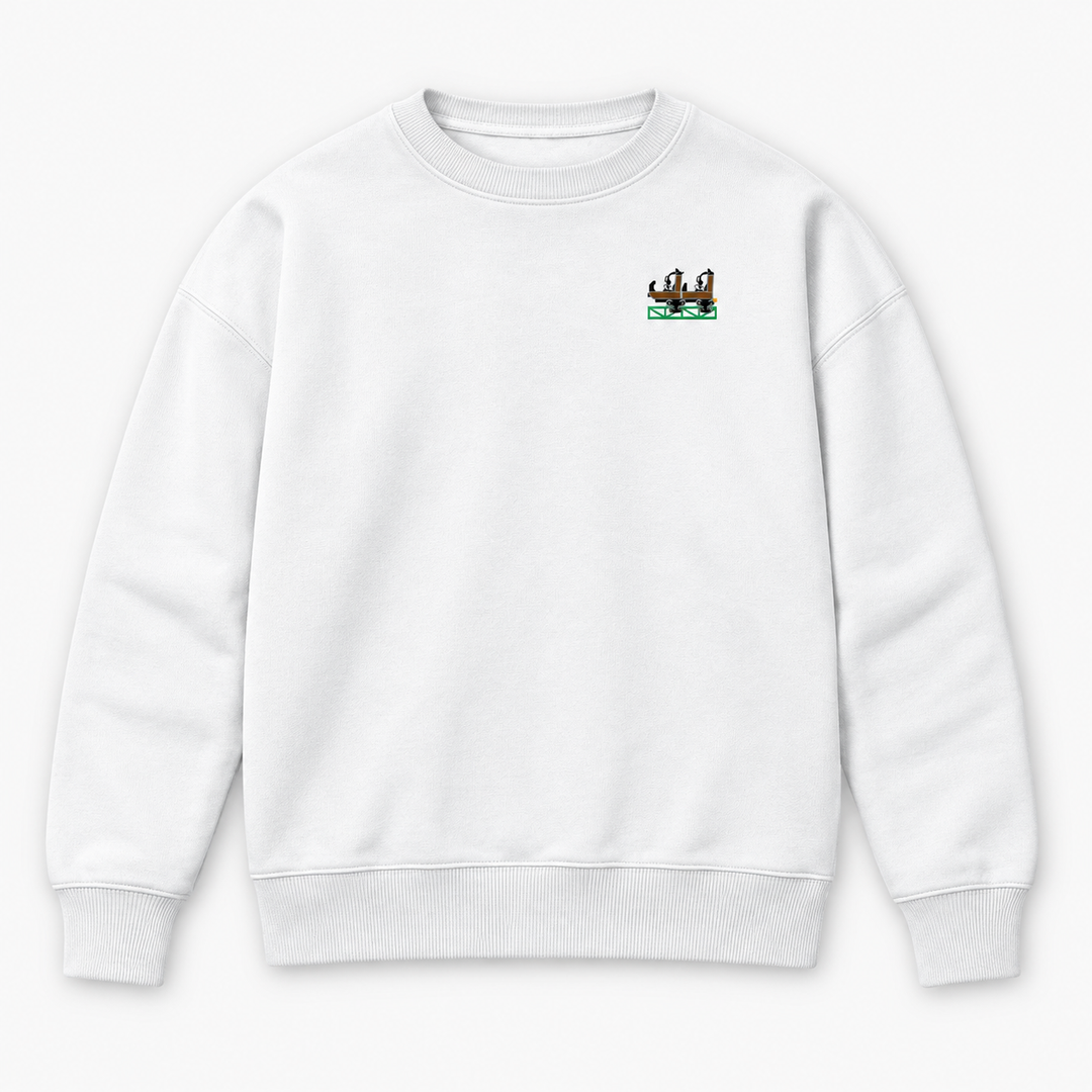 Launch Coaster Sierksdorf Frontcar Stick Sweatshirt – Weiß, Vorderseite