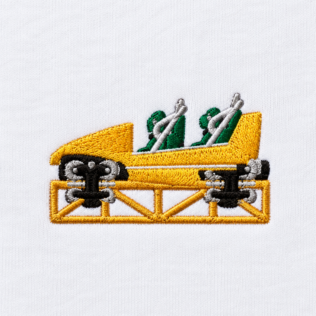 Mega Coaster Haßloch Frontcar Stick Hoodie – Stick-Detail