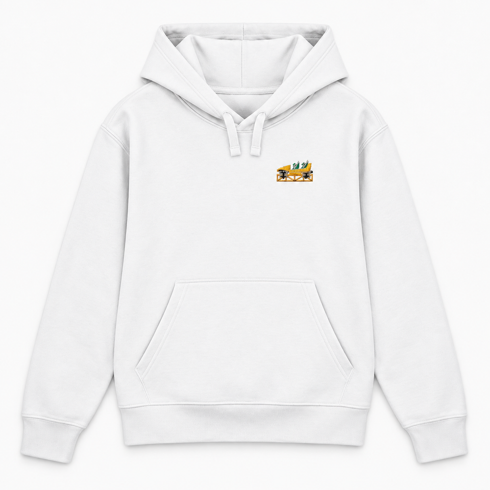 Mega Coaster Haßloch Frontcar Stick Hoodie – Weiß