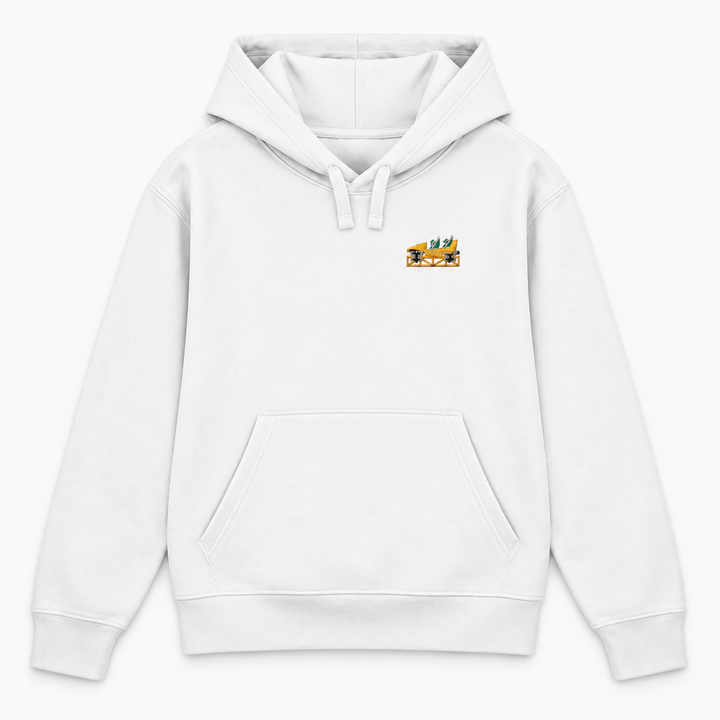 Mega Coaster Haßloch Frontcar Stick Hoodie – Weiß