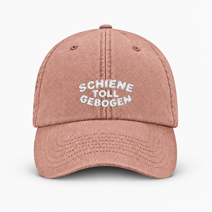 SCHIENE TOLL GEBOGEN Vintage Cap – Vintage Orange, weißer Stick, Frontansicht