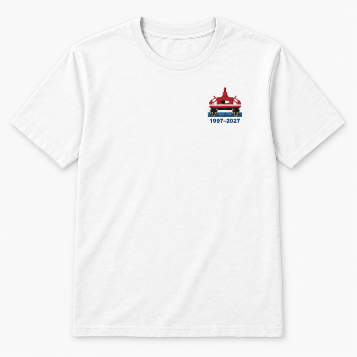 Spinning Coaster Rust Frontcar Stick T-Shirt in Weiß