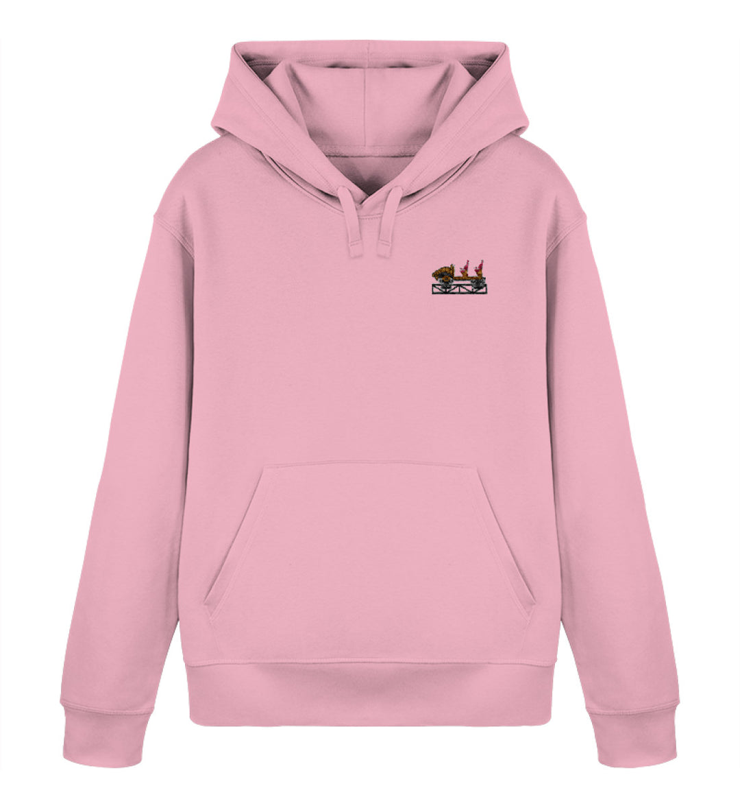 Multi Launch Coaster Brühl Frontcar Stick Hoodie in Rosa – Vorderansicht