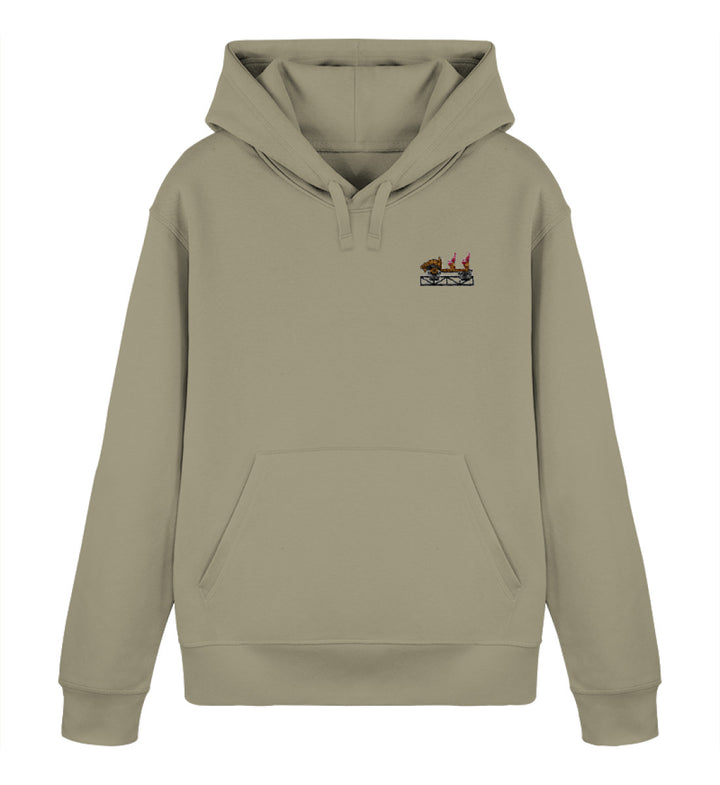 Multi Launch Coaster Brühl Frontcar Stick Hoodie in Khaki – Vorderansicht
